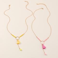 Simple Tassel Beads Pendant Metal Necklace Wholesale Nihaojewelry