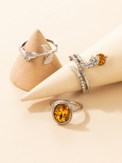fashion full diamond snake gem ring three-piece set wholesale Nihaojewelry