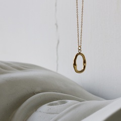 Wasserwellen ring Schlüsselbein kette mit der Form, minimalist isch unregelmäßige Schallwellen Halskette, Titans tahl, vergoldet, farb erhalten