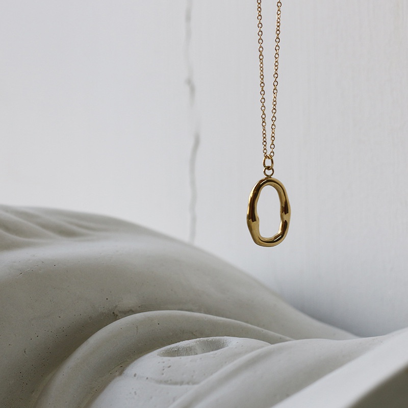 Wasserwellen ring Schlsselbein kette mit der Form minimalist isch unregelmige Schallwellen Halskette Titans tahl vergoldet farb erhalten
