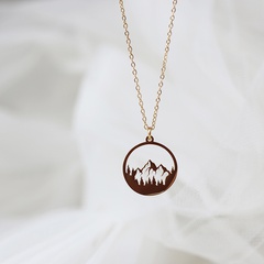 Mountain Forest Hollow Beautiful Plateau round Necklace Clavicle Chain Titanium Steel Plated 14K Dickinson Gift Girl
