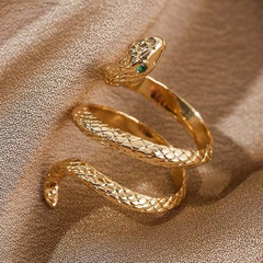 Korean style copper inlaid zirconium zodiac snake open ring wholesale Nihaojewelry