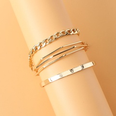 fashion irregular multi-layer geometric letters opening bracelet wholesale nihaojewelry
