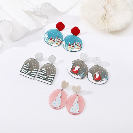 Christmas Geometric Color Printing Snowflake Acrylic Earrings Wholesale Nihaojewelry's discount tags