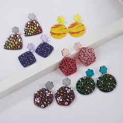 geometric plum blossom leopard print polka dot acrylic stud earrings wholesale Nihaojewelry