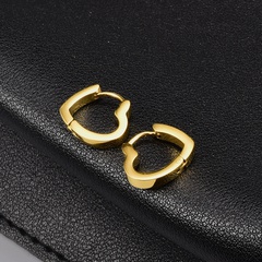 E118 Wholesale Dignified Generous Style Geometric Square Love Heart-Shaped Titanium Steel Plated 18K Gold Stud Earrings Women's New Fashion European and American Style