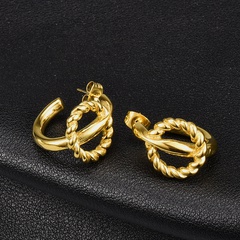 twist double line titanium steel stud earrings wholesale Nihaojewelry