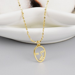 gold plated hollow face titanium steel necklace wholesale Nihaojewelry
