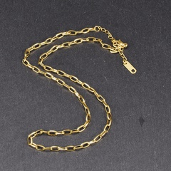 L148 Wholesale European and American Style Cold Fashion 18K Gold Chain Necklace Internet Celebrity Oval Bamboo Lock Necklace