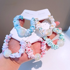 candy color fabric floral pearl hair scrunchies wholesale Nihaojewelry