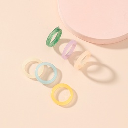 Summer Simplicity Fresh Candy Color Fine Girl Heart Ring Set Japanese and Korean Fashion Personality Ins Style Acrylic 6Piece Setpicture8