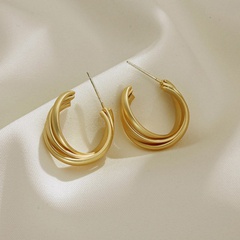 simple C-shaped metal frosted texture earrings wholesale Nihaojewelry