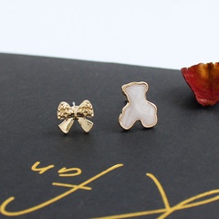 Simple Bear Bow Asymmetrical Stud Earrings Wholesale Nihaojewelry