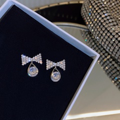 Korea fashion crystal bow earrings wholesale nihaojewelry
