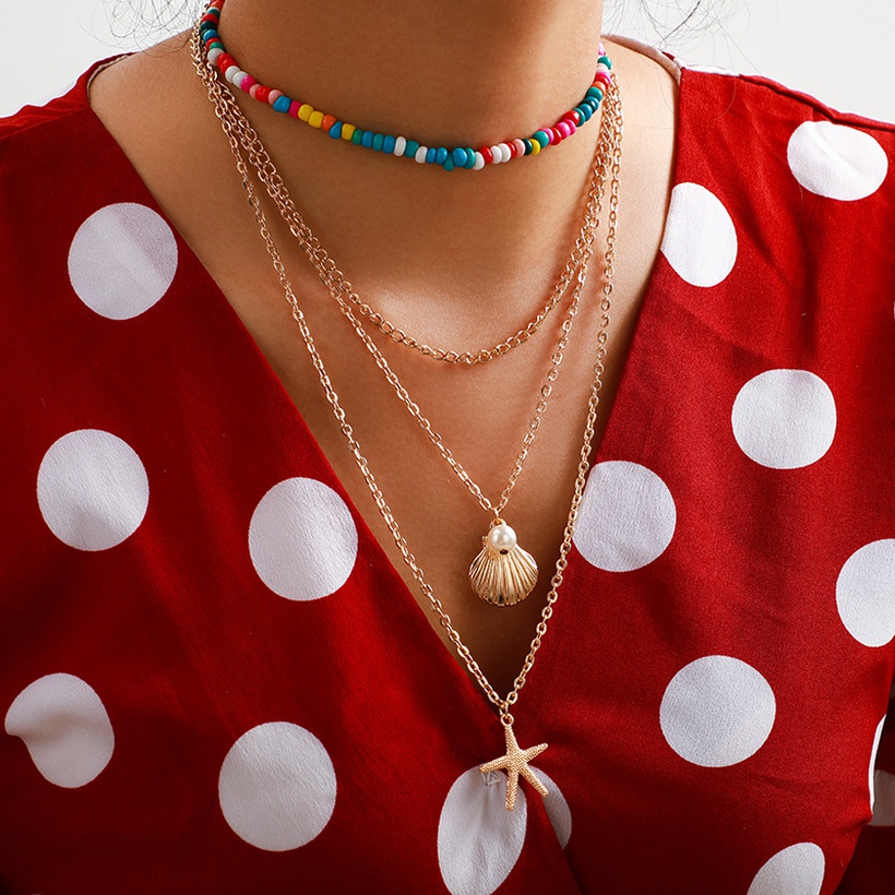 Bijoux Fantaisie Colliers | Vintage Sept Couleurs Chane Mixte Perles Miyuki Multicouche Long Collier De Coquillages En Gros Nihaojewelry - HU04408