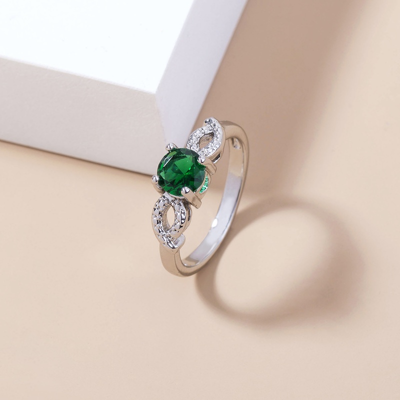 fashion green gemstone microinlaid zircon copper ring wholesale Nihaojewelry  NHDB402596