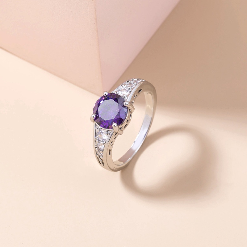 Korean inlaid zirconium violet gem copper ring wholesale Nihaojewelry  NHDB402600