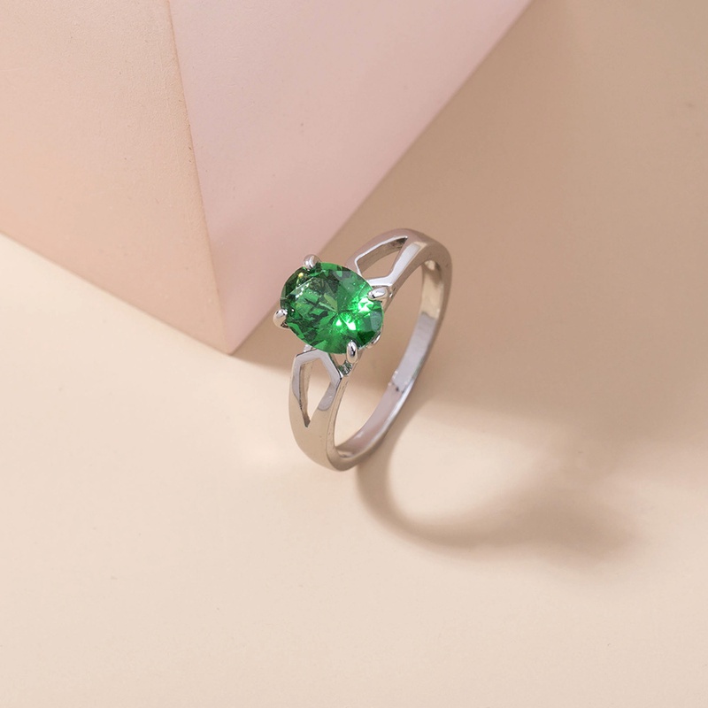 retro oval gemstone inlaid zircon copper ring wholesale Nihaojewelry  NHDB402605