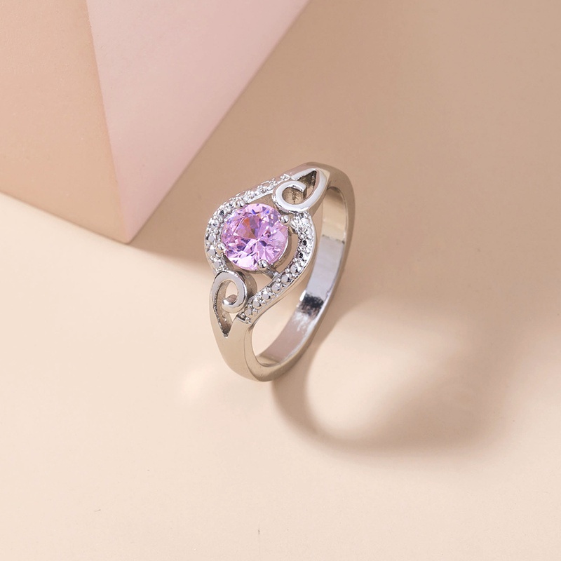 creative pink zircon microinlaid copper ring wholesale Nihaojewelry