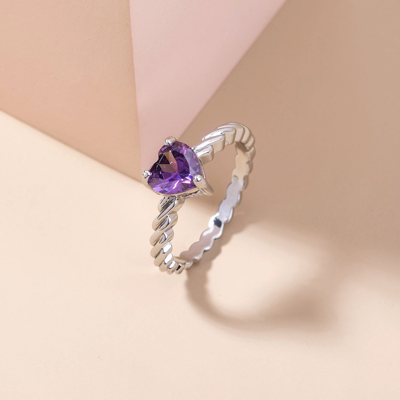 simple peach heart violet big gem copper ring wholesale Nihaojewelry  NHDB402609