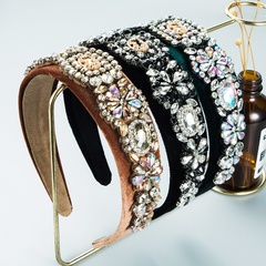 barocke volle Diamantblume mit breiter Krempe Flanellstirnband Großhandel Nihaojewelry