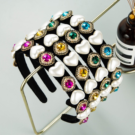 nueva diadema barroca de franela de perlas en forma de corazón al por mayor Nihaojewelry's discount tags