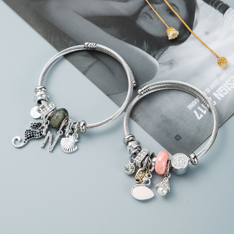 Creative Little Swan Stainless Steel Diamond Adjustable Bracelet Wholesale Nihaojewelry's discount tags