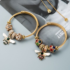 vintage bee shiny color diamond ball adjustable copper bracelet wholesale nihaojewelry