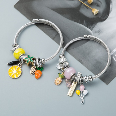 Creative Fruit Multi-element Drop Oil Adjustable Bracelet Wholesale Nihaojewelry's discount tags