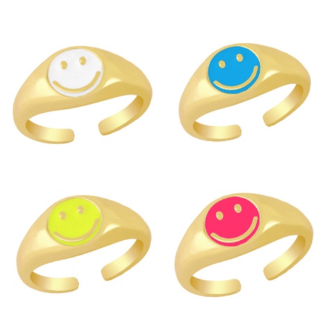 neues lächelndes Gesicht Messing 18K Gold tropfender Ring Großhandel Nihaojewelry's discount tags