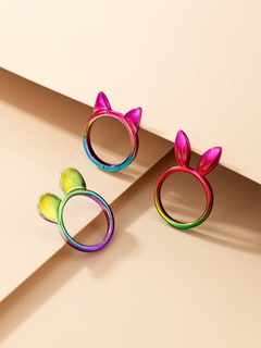 Ensemble de bagues d'oreilles lapin chat coloré amusant en gros Nihaojewelry