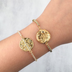 fashion micro diamond star moon sun round beaded pullable copper bracelet wholesale nihaojewelry