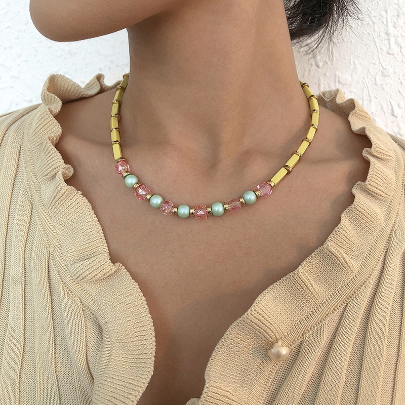 Retro bhmische Strassfarbe Miyuki Perlen geometrische Halskette Grohandel nihaojewelry