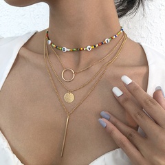 Fashion Retro Color Miyuki Beads Geometric Ring Multilayer Necklace Wholesale Nihaojewelry