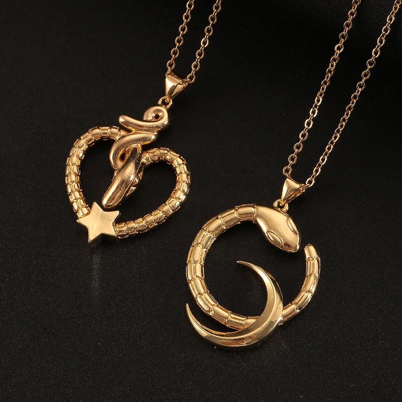 Mode Stern und Mond Kobra Anhnger Kupfer Halskette Grohandel Nihaojewelry