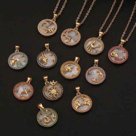 new fashion fritillary twelve constellation pendant necklace wholesale Nihaojewelry  NHBU402901's discount tags