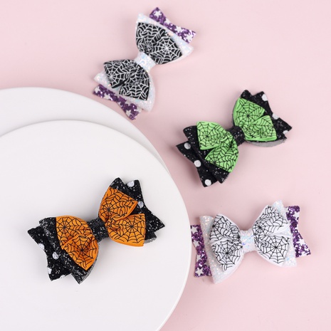 Halloween children's glitter three-layer bow hairpin wholesale Nihaojewelry's discount tags