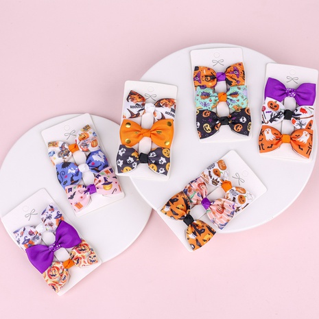 Halloween children's bow hairpin three-piece set wholesale Nihaojewelry's discount tags
