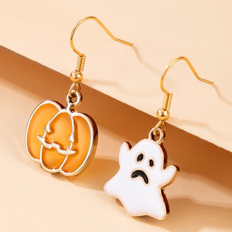 Halloween Funny Ghost Pumpkin Head Asymmetrical Earrings Wholesale Nihaojewelry's discount tags