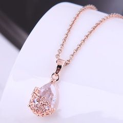 Korean fashion water drop zircon copper necklace wholesale Nihaojewelry