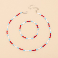 ethnische kollidierende Farbe Perlen Halskette Armband Kombination Großhandel Nihaojewelry