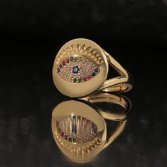 Fashion Retro Color Inlaid Zircon Devil Eye Copper Ring Wholesale Nihaojewelry