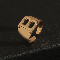 18K retro solid color 26 English letter ring wholesale nihaojewelry