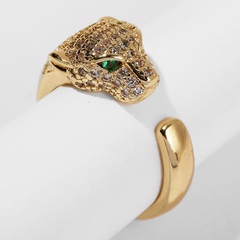 Anillo abierto de leopardo de circonio con incrustaciones de cobre simple coreano al por mayor nihaojewelry