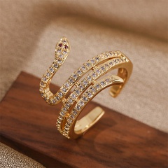 Koreanische Kupfer eingelegte Zirkonium Zodiac Twist Schlange offener Ring Großhandel nihaojewelry