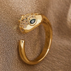 simple creative copper inlaid zirconium snake open zodiac ring wholesale nihaojewelry
