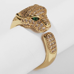 Anillo abierto de leopardo de circonio con incrustaciones de cobre vintage coreano al por mayor nihaojewelry
