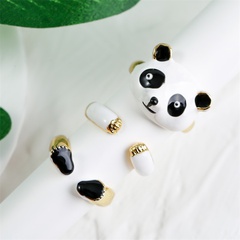 fashion oil dripping panda open copper animal ring wholesale nihaojewelry