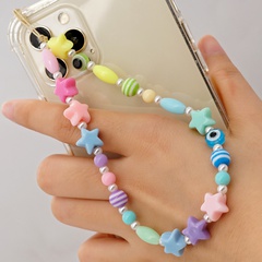 ethinic mixed color five-pointed star eye bead soft ceramic mobile phone chain wholesale Nihaojewelry