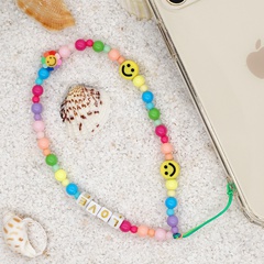 Ethnic letter acrylic mixed color round beaded mobile phone strap wholesale Nihaojewelry